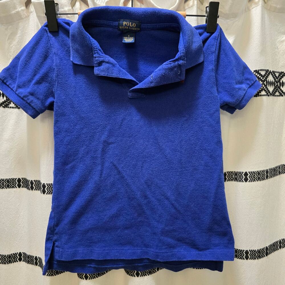 Polo Ralph Lauren boys blue short sleeve polo shirt red embroidered pony size 6‎